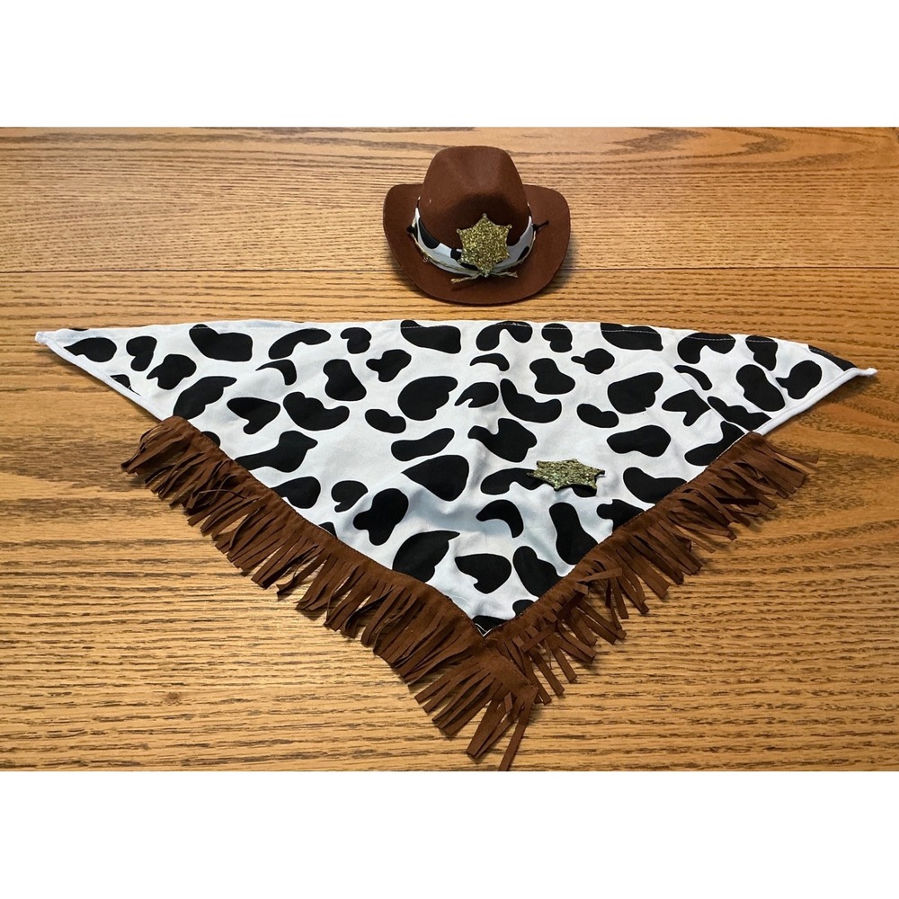 Fits 14" & 18" American Girl & OG Dolls Cowboy Set Brown Hat Fringe Bandana